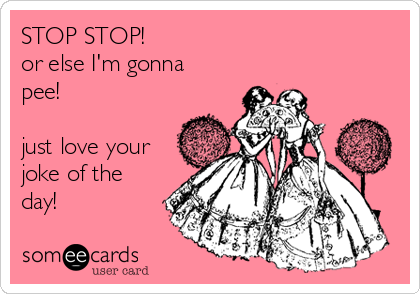 STOP STOP!
or else I'm gonna
pee! 

just love your
joke of the
day!