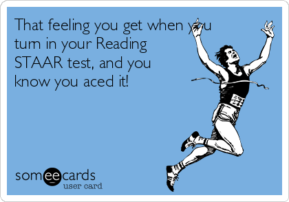 That feeling you get when you
turn in your Reading
STAAR test, and you
know you aced it! 
