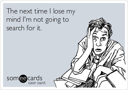 The next time I lose my
mind I'm not going to
search for it.