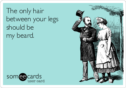 The only hair
between your legs
should be
my beard.