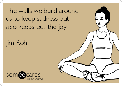 The walls we build around
us to keep sadness out
also keeps out the joy.

Jim Rohn