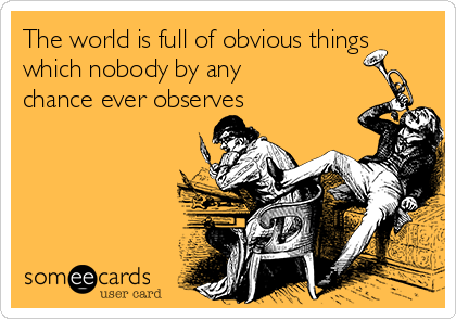 The world is full of obvious things
which nobody by any
chance ever observes