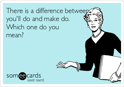 There is a difference between
you'll do and make do. 
Which one do you
mean?