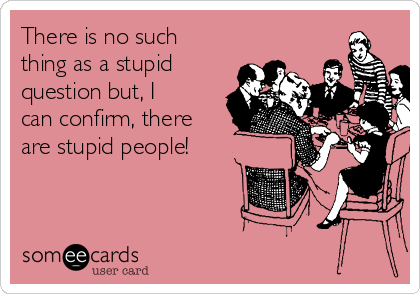 There is no such
thing as a stupid
question but, I
can confirm, there
are stupid people!