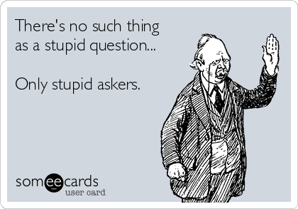 There's no such thing
as a stupid question...

Only stupid askers.