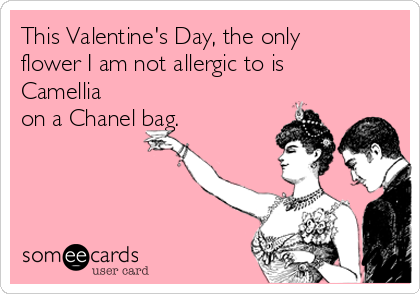 This Valentine's Day, the only
flower I am not allergic to is
Camellia
on a Chanel bag.