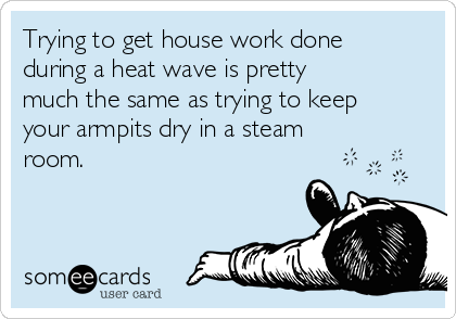 Trying to get house work done
during a heat wave is pretty
much the same as trying to keep
your armpits dry in a steam 
room.