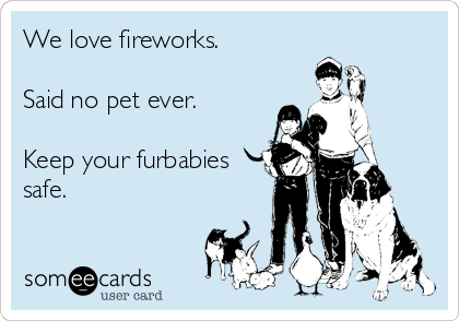 We love fireworks. 

Said no pet ever.
 
Keep your furbabies
safe. 