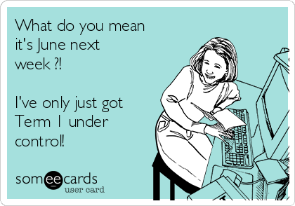 What do you mean
it's June next
week ?!

I've only just got
Term 1 under
control!