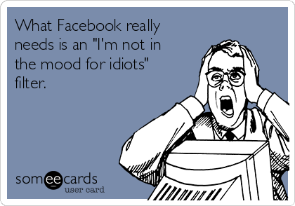 What Facebook really
needs is an "I'm not in
the mood for idiots"
filter.