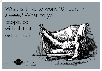 What is it like to work 40 hours in
a week? What do you
people do
with all that
extra time?