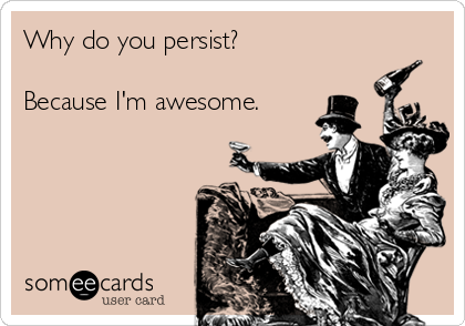 Why do you persist?

Because I'm awesome.