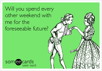 Will you spend every
other weekend with
me for the
foreseeable future?
