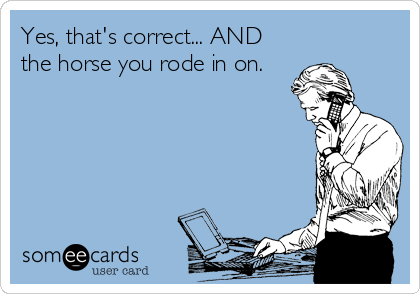 Yes, that's correct... AND
the horse you rode in on.