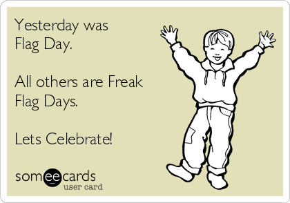 Yesterday was
Flag Day.  
            
All others are Freak
Flag Days.

Lets Celebrate!